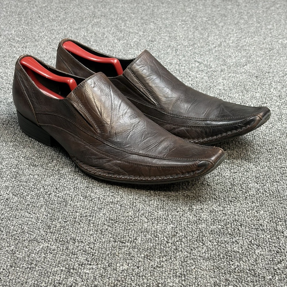 Rock & Republic Bruno Distressed Brown Loafer Dress Shoes Square Toe Men's 11 M